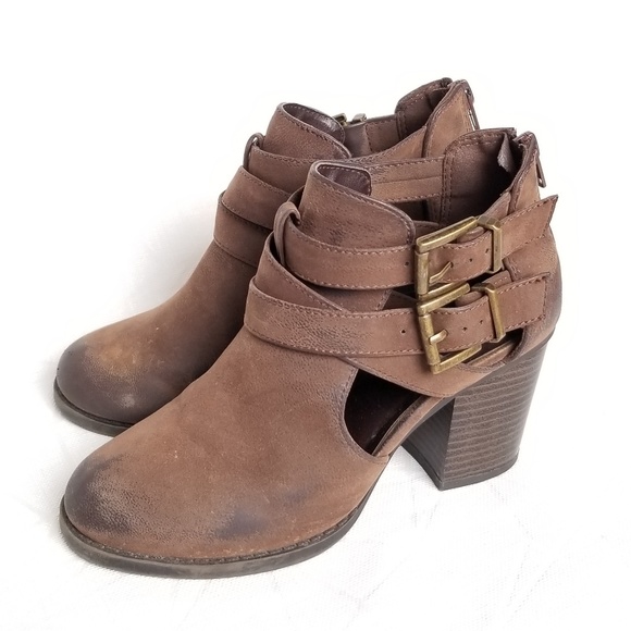 Soda Shoes - 🌻Soda Cut-Out Brown Ankle Booties 5.5 Two Buckle